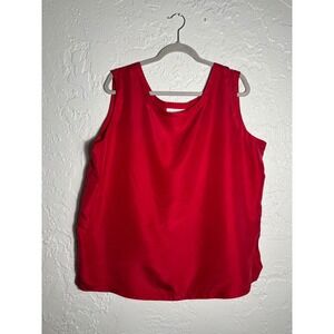August Silk Red 100% Silk Tank Top Sleeveless Shell Scoop Neck Plus Size 2X